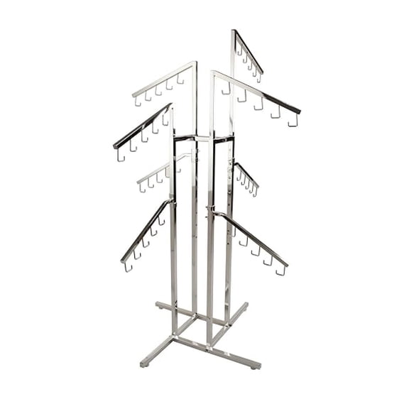 #2402 Handbag Rack Handbag Rack - Heavy Duty 4 Way Rack, 8 Adjustable Height Slant Arms, Square Tubing, Perfect for Handbags or Small Garments Store Display