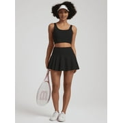 Funidos Women's Pleated Tennis Skirt Golf Skorts Side Pocket High-Waisted Athletic Skirt for Yoga Gym Running Casual