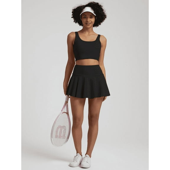 Funidos Women's Pleated Tennis Skirt Golf Skorts Side Pocket High-Waisted Athletic Skirt for Yoga Gym Running Casual