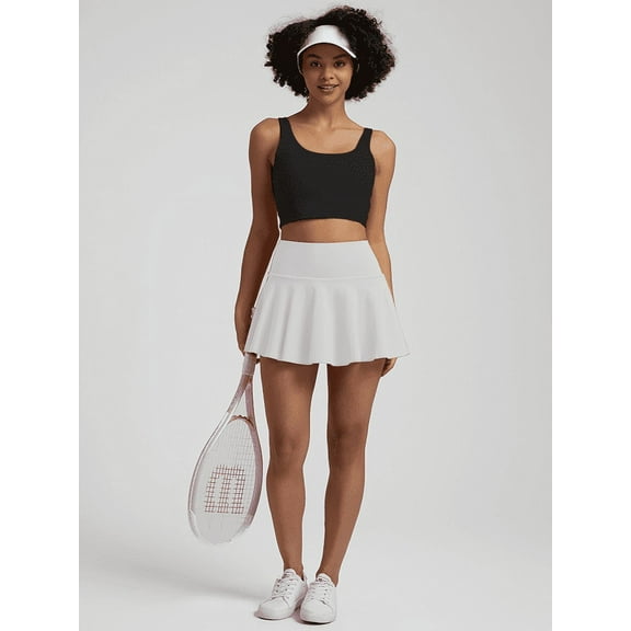 Funidos Plus Size Pleated Skirt Golf Skorts for Tennis Phone Pocket High Waisted Tummy Control Workout Skirt for Curvy Women 0XL-5XL