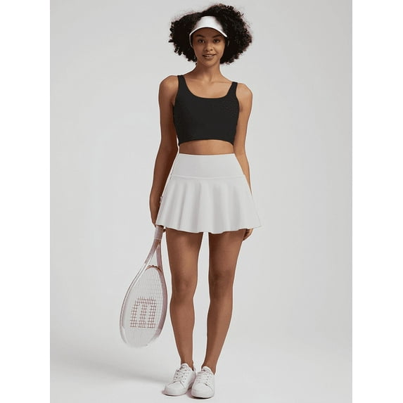 Funidos Plus Size Pleated Skirt Golf Skorts for Tennis Phone Pocket High Waisted Tummy Control Workout Skirt for Curvy Women 0XL-5XL