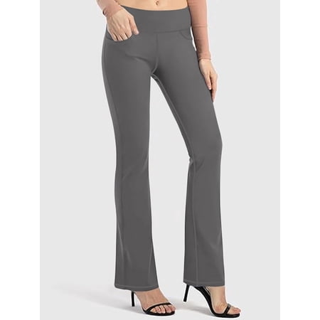 Funidos High-Waisted Yoga Bootcut Pants with Side Pocket Stretchy Women's Workout Leggings Comfortable Flexible for Gym Running Yoga Sizes S to XXL