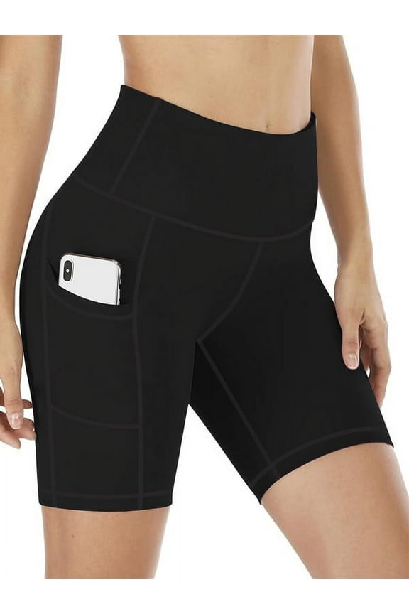 Plus Size Women's biker Shorts High-Waisted with Pockets Tummy Control Yoga workout Running Shorts for Women Moisture-Wicking Extended Sizes