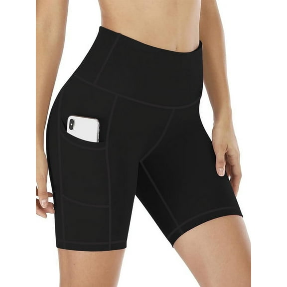 Funidos Women's biker Shorts High-Waisted with Side Pockets Moisture-Wicking Yoga Workout Running Shorts S M L XL XXL Sizes
