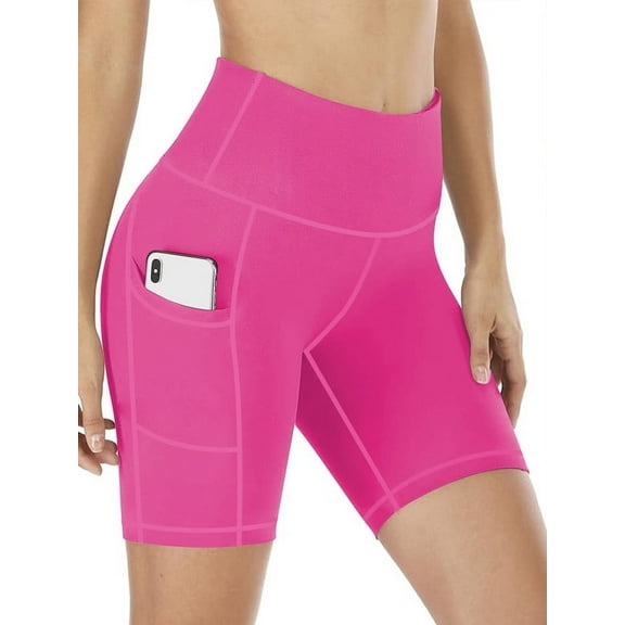 Funidos Plus Size Women's biker Shorts High-Waisted with Pockets Tummy Control Yoga workout Running Shorts for Women Moisture-Wicking Extended Sizes