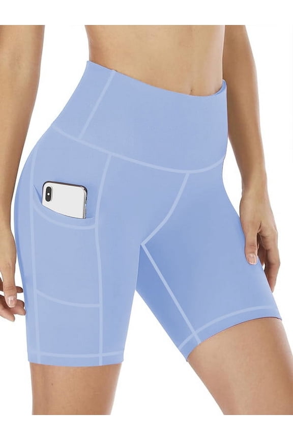 Plus Size Women's biker Shorts High-Waisted with Pockets Tummy Control Yoga workout Running Shorts for Women Moisture-Wicking Extended Sizes