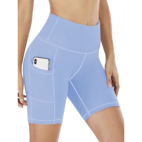 Funidos Plus Size Women's biker Shorts High-Waisted with Pockets Tummy Control Yoga workout Running Shorts for Women Moisture-Wicking Extended Sizes