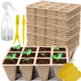 thumbnail image 1 of 240Cells Seedling Starter Trays,20Pack Starter Trays for Planting,Biodegradable Seed Starter Peat Pots for Planting Seeds,Bonus 200 Plant Labels,2pcs Seeding Riser,1 Spray Bottle,Indoor Germination, 1 of 9