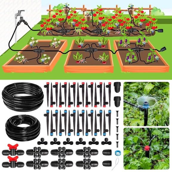 240FT Drip Irrigation System Kit New Quick-Connect, Automatic Garden Watering Misting for Greenhouse, Yard, Lawn, Plant with 1/2 inch Hose 1/4 Distribution Tubing and Accessories