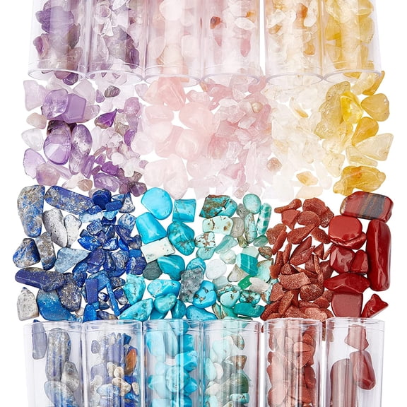 240G 12 Styles Gemstone Chip Beads Undrilled No Hole Natural Mixed Stone Beads Crystals Crushed Beads Irregular Shaped Loose Beads for Jewelry Making Craft Gift