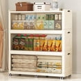 thumbnail image 1 of Collapsible Stackable 240Gal Extra Large Storage Bins with Lids, 3-Pack Rolling Organizer Cabinet with Doors for Home & Closet, Beige, 39.4" W, 1 of 6
