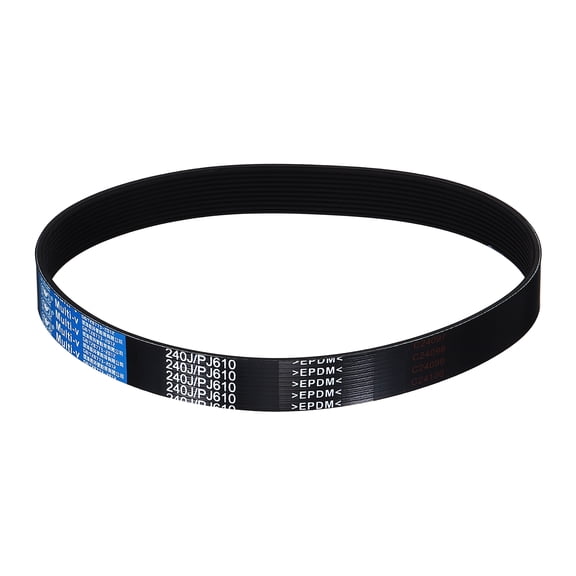 240J10 PJ V-Ribbed Belt 10 Ribs 24" Length x 0.92" Width x 0.14" Height, EPDM Rubber Poly V Belt, Multi Wedge Micro V Belt