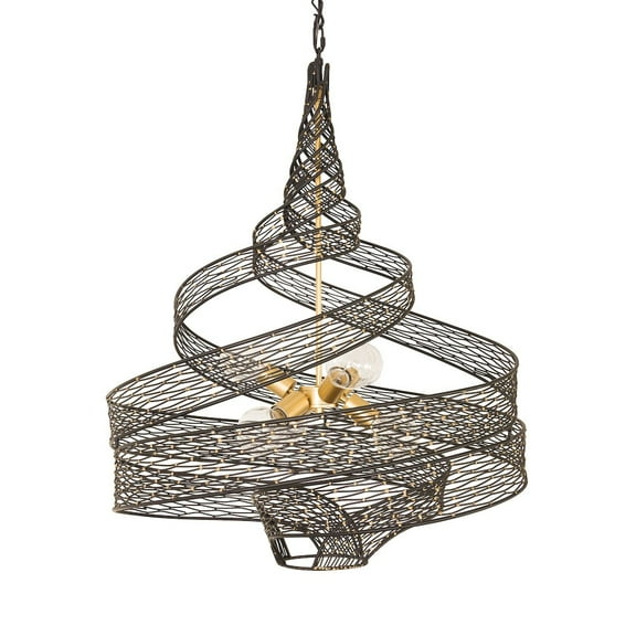 Varaluz Flow 6-Lt Large Twist Pendant - Matte Black/French Gold