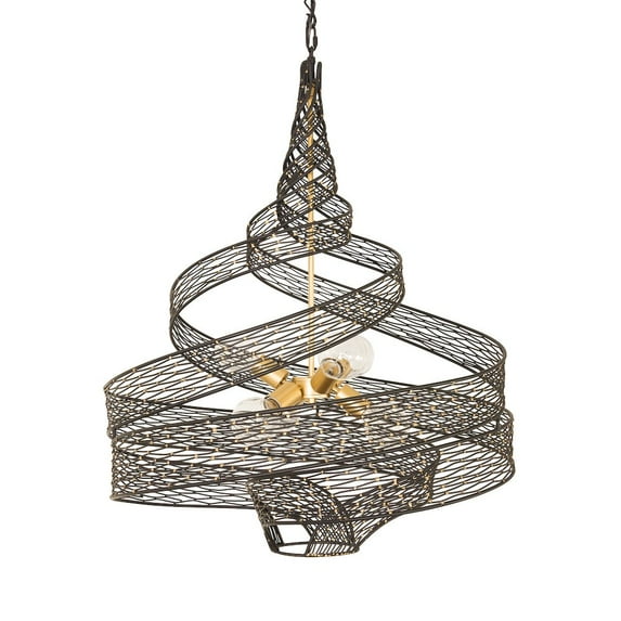 Varaluz Flow 6-Lt Large Twist Pendant - Matte Black/French Gold