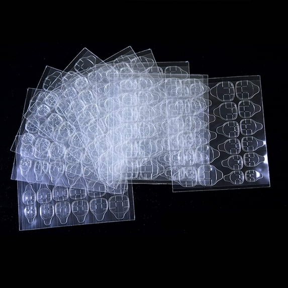 240PCS (10Sheets) Transparent Double-Side Glue il Sticker Adhesive Flexible Fake il Tips Adhesive Tabs il Glue
