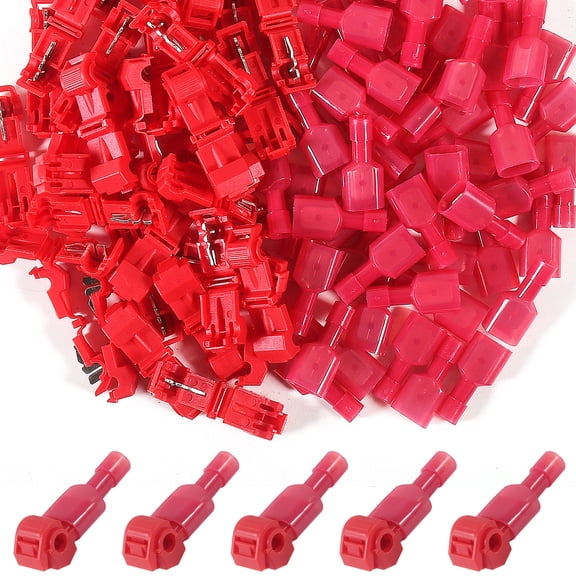 240PCS/120 Pairs T Tap Wire Connectors 22-18 AWG T Tap Electrical Connectors Insulated Male Quick Disconnect Terminal Red