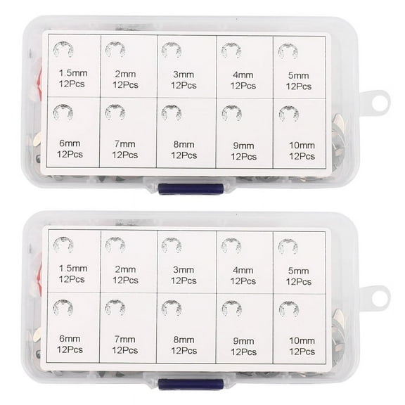 240PCS 304 Stainless Steel E Clip Washer Assortment Kits Circlip Retaining Ring for Shaft Fastener M1.5-M10