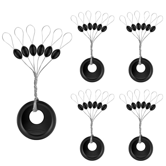 240PCS Fishing Rubber Bobber Beads – 6-in-1 Float Stoppers & Sinker Stops, Black