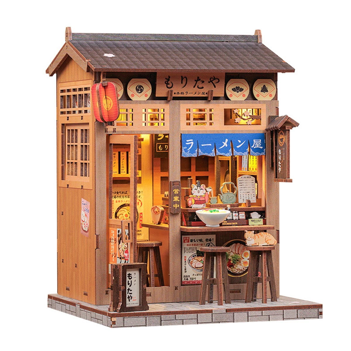 240PCS Japanese Ramen Shop Miniature House Kit, Wooden 3D Puzzle