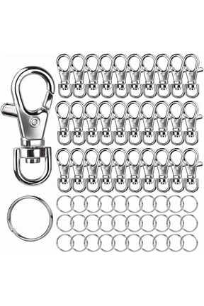 Lobster Claw Clasps and Key Rings, Keychain Making Kit, Keychain Clips and Key Chain Ring, for Keychains, Lanyard, Jewelry Making, Art Crafts, Silver