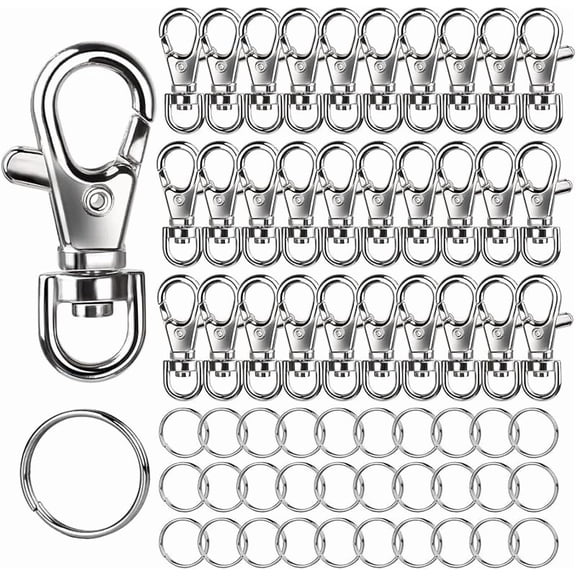 Lobster Claw Clasps and Key Rings, Keychain Making Kit, Keychain Clips and Key Chain Ring, for Keychains, Lanyard, Jewelry Making, Art Crafts, Silver