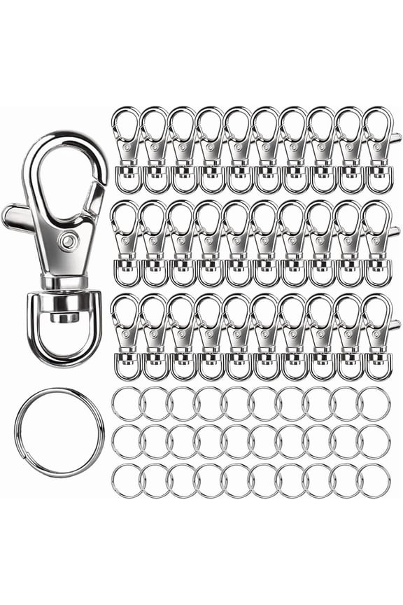 Lobster Claw Clasps and Key Rings, Keychain Making Kit, Keychain Clips and Key Chain Ring, for Keychains, Lanyard, Jewelry Making, Art Crafts, Silver