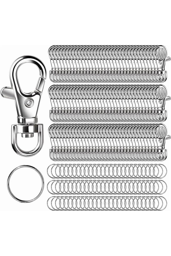Lobster Claw Clasps and Key Rings, Keychain Making Kit, Keychain Clips and Key Chain Ring, for Keychains, Lanyard, Jewelry Making, Art Crafts, Silver