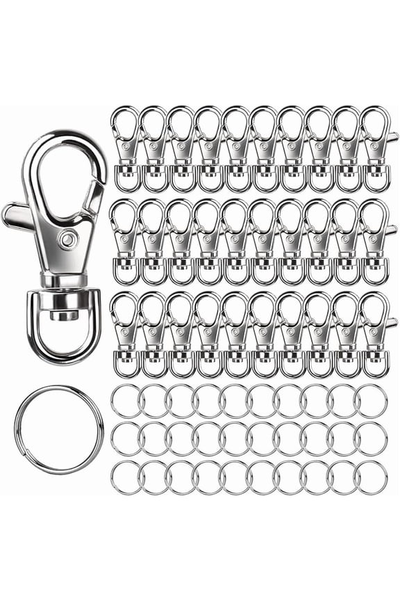 240PCS Lobster Claw Clasps and Key Rings, Keychain Making Kit, 120PCS Keychain Clips and 120PCS Key Chain Ring, for Keychains, Lanyard, Jewelry Making, Art Crafts, Silver