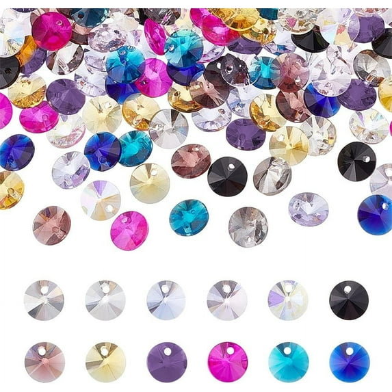 240Pcs 12 Colors Cone Glass Charm Glass Faceted Beads Crystal Prisms Sun Catcher Chandelier Parts Replacement Beads DIY Lamp Hanging Pendant