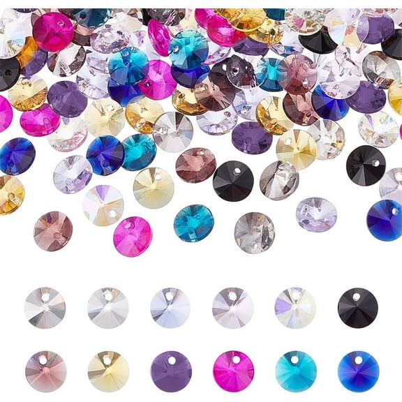 240Pcs 12 Colors Cone Glass Charm Glass Faceted Beads Prisms Sun Catcher Chandelier Parts Replacement Beads DIY Lamp Hanging Pendant for Jewelry Making Hole: 1-1.2mm colorful