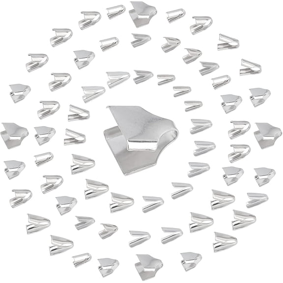 240Pcs 12 Style 304 Stainless Steel Folding Crimp Cord Ends Stainless Steel Color 20pcs/style DIY Stainless Steel Color