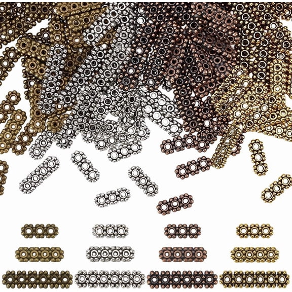 240Pcs 12 Styles Style Alloy Spacer Bars Rectangle Mixed Color 10.5~20x4.3~5mm Hole: 1~1.5mm 20pcs/style