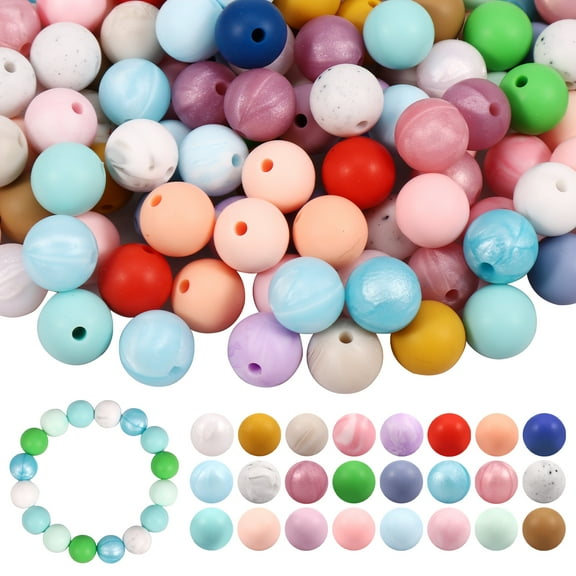 240Pcs 12mm Silicone Beads 24 Colors Silicone Round Beads Bulk Multicolor Silicone Loose Beads DIY Bracelets Necklace Beads Set Jewelry Making Supplies for Keychain Bracelets Jewelry