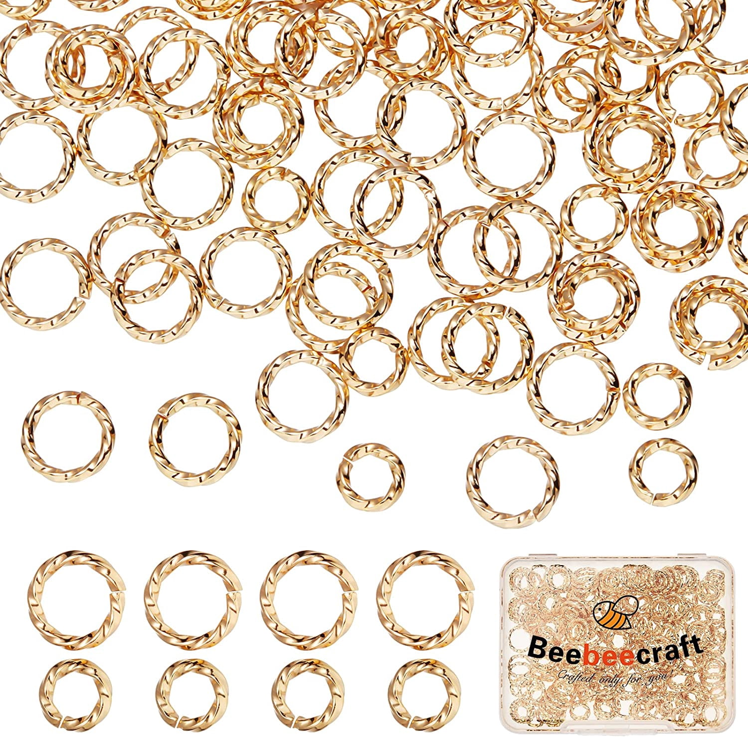 240Pcs 2 Size Twisted Open Jump Rings 18K Gold Plated Jump Rings Connectors 6mm 8mm O Rings for DIY Earring Bracelet Necklace for diy