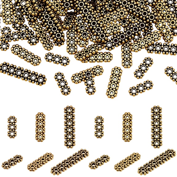 240Pcs 3 Styles Tibetan Style Alloy Spacer Bars Rectangle Golden 10.5~20x4.3~5mm Hole: 1~1.5mm 80pcs/style