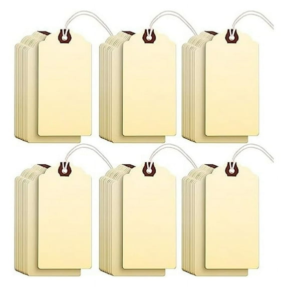 240Pcs 4 3/4 X 2 3/8In Manila Labels Shipping Cardboard with String Hanging Reinforced Holes,C New