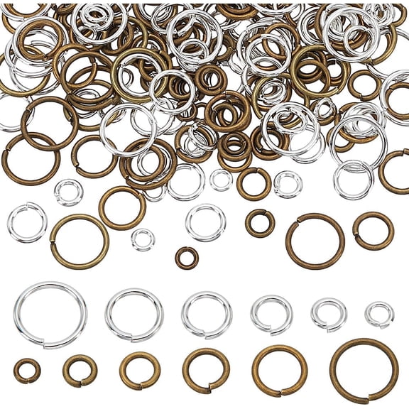 240Pcs 6 Styles Jump Rings 2.4-8mm Brass Open Jump Ring Unsoldered Ring Connectors Small Split Ring Jewelry Making Findings for DIY Crafts Multi-color