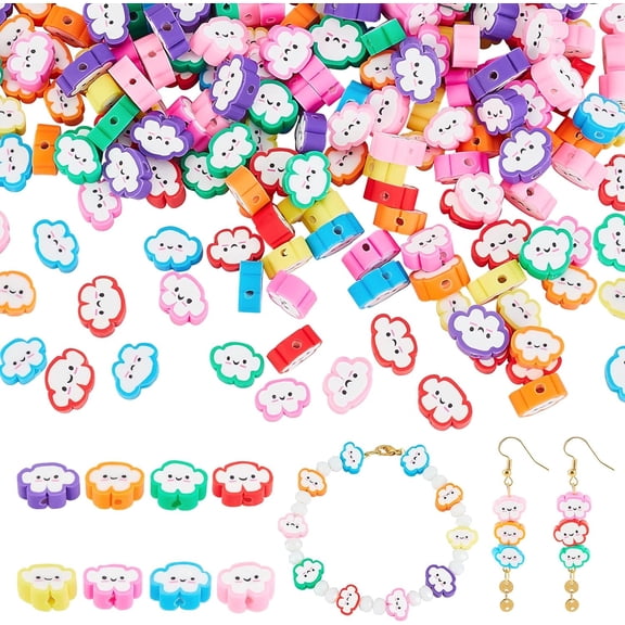 240Pcs 8 Colors Handmade Polymer Clay Beads Cloud with Face Mixed Color 6~8.5x10~11.5x4.5~5.5mm Hole: 1.8mm 30pcs/color for Handmade