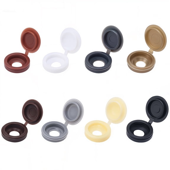 240Pcs 8 Colors PE Plastic Hinged Screw Covers Tops Fold Screw Snap Cap Covers for Furnitures Mixed Color 13.2~13.4mm Hole: 5.3mm DIY
