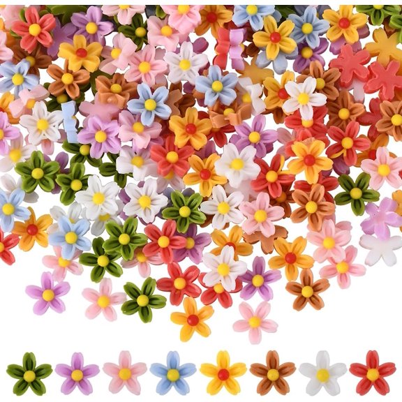 240Pcs 8 Colors Sakura Resin Cabochons Nail Art Decoration Accessories Mixed Color 8x8x3mm 30pcs/color