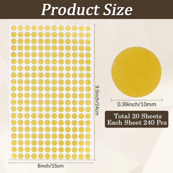 240Pcs Blank Round Stickers Flat PVC Gold 10mm for Handwriting Photo Album Scrapbook Diary Craft Decoration