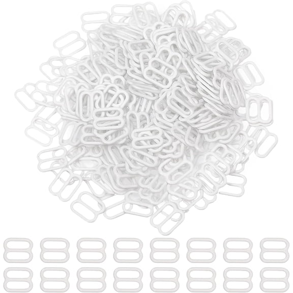 240Pcs Bra Adjuster Buckles Iron Slider Buckles Adjustable Buckle Fasteners DIY White