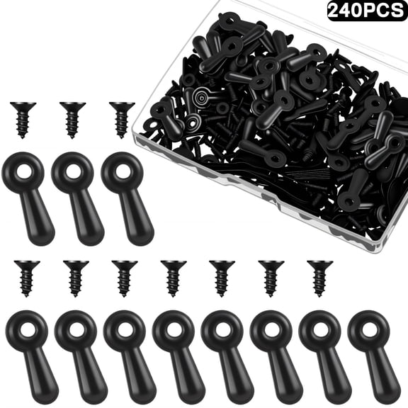 240Pcs Metal Picture Frames Turn Button Fasteners, Picture Framing Supplies with 240Pcs Screws, Picture Frame Backing Clips for Hold Photo Picture Poster Painting in Frame Picture (Black)