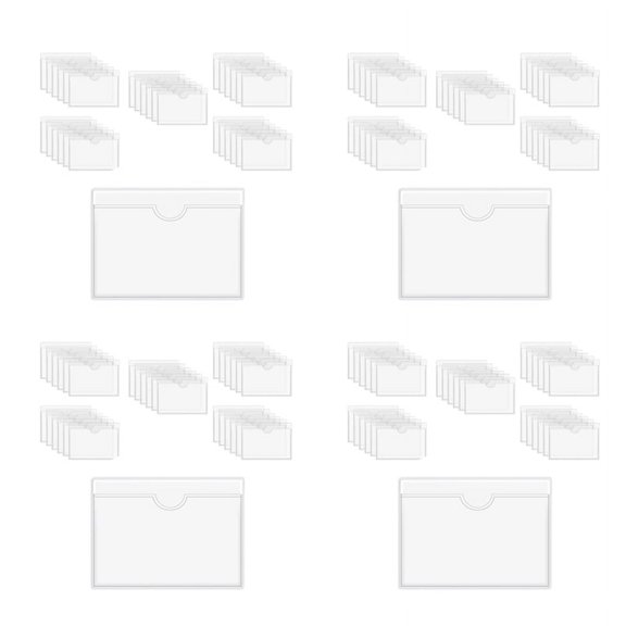 240Pcs Self-Adhesive Label Holder Card Pockets Label Holder Clear Library Card Holders with Top Open for Index Cards