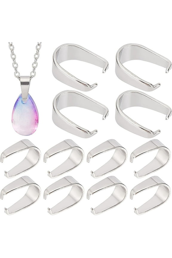 240Pcs Stainless Steel Snap on Bails Hook Pendant Clasps Claw Pinch Clips Bail Bulk Charms Connectors for Neckalce Choker Jewelry Findings DIY Craft Making Accessories Silver 7 x 6.5 mm DIY