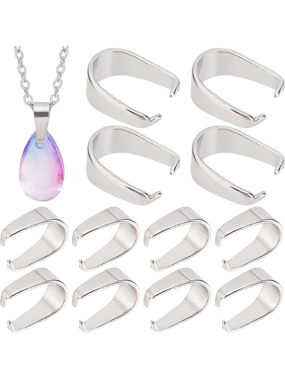 240Pcs Stainless Steel Snap on Bails Hook Pendant Clasps Claw Pinch Clips Bail Bulk Charms Connectors for Neckalce Choker Jewelry Findings DIY Craft Making Accessories Silver 7 x 6.5 mm DIY