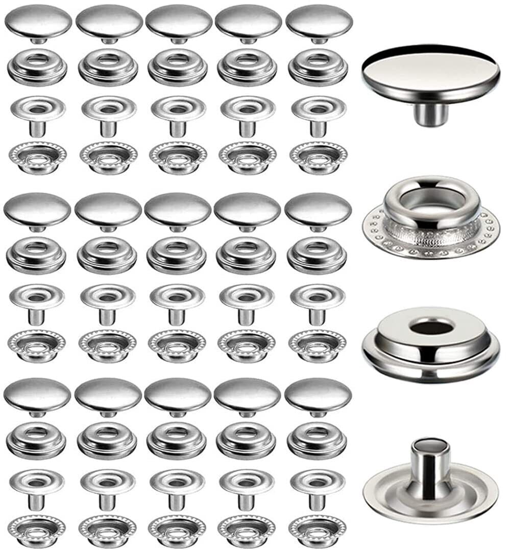 Snap Button Dad Cap 240Pcs Stainless Steel Snap Fastener 15mm Heavy Duty Snap Button Press ...