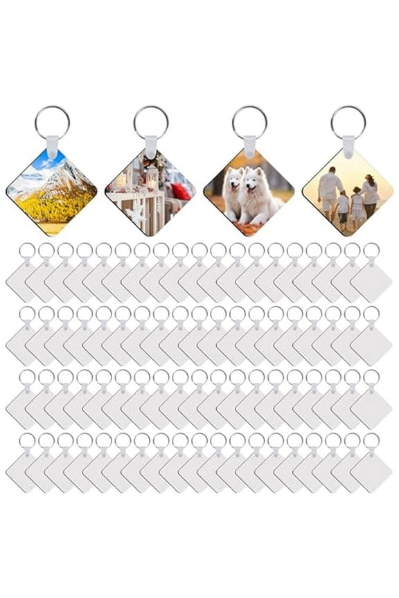 240Pcs Sublimation Keychain Blanks Double Sides 80 MDF Sublimation Keychains Blank with 160 Rings and Clips