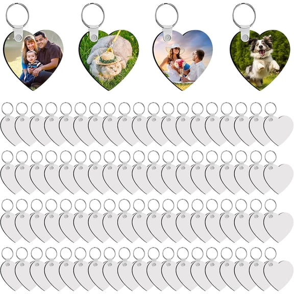 240Pcs Sublimation Keychain Blanks Double Sides 80 MDF Sublimation Keychains Blank with 160 Rings and Clips