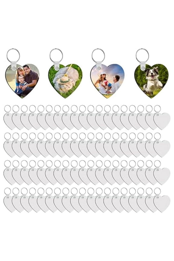 240Pcs Sublimation Keychain Blanks Heart Double Sides 80 Sublimation Keychains Blank with 160 Rings and Clips